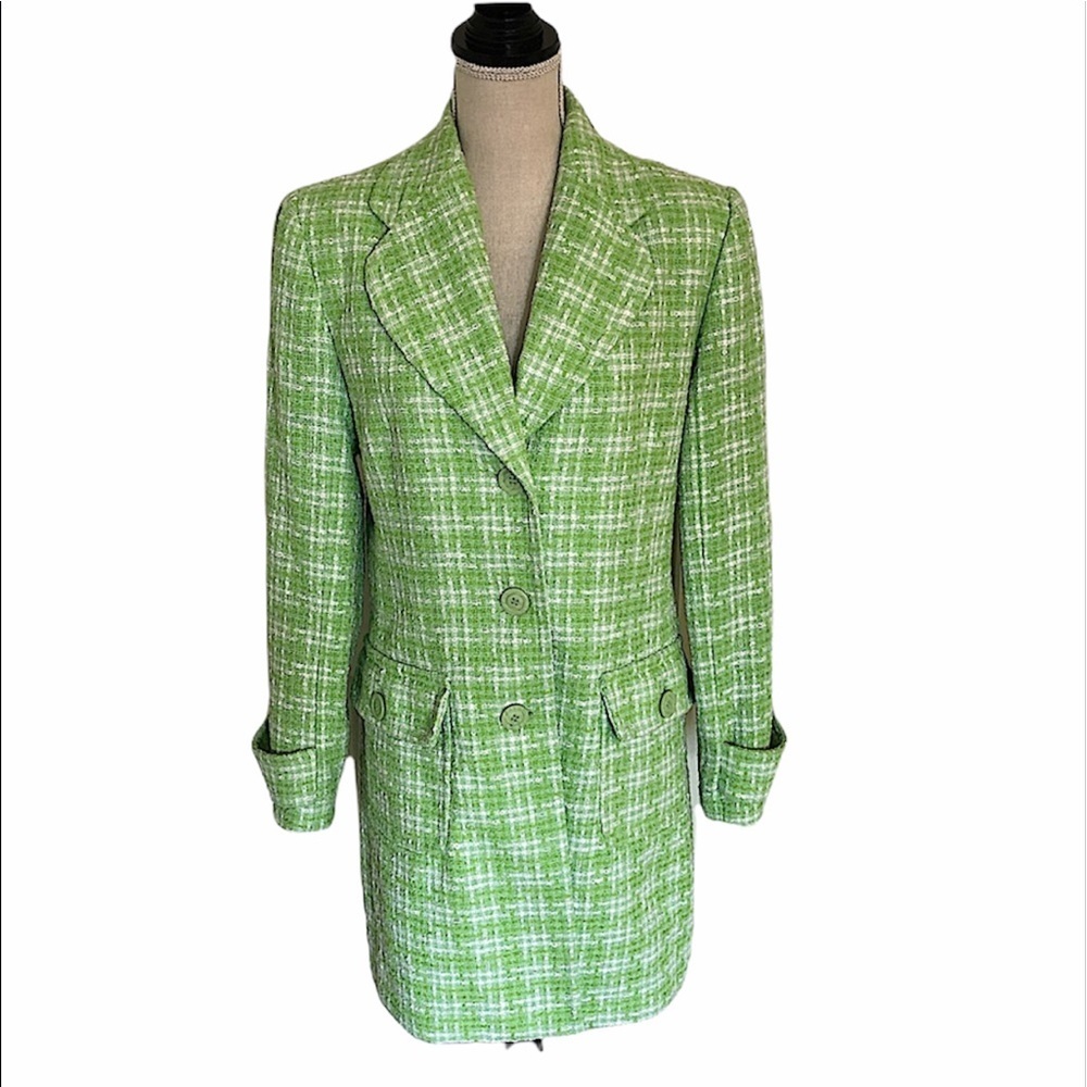 Apt 9 lime green tweed button down coat size 8